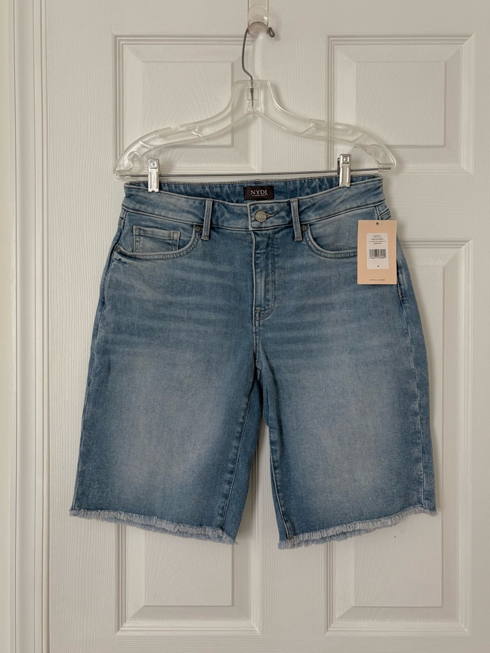 Denim Shorts with Frayed Hem